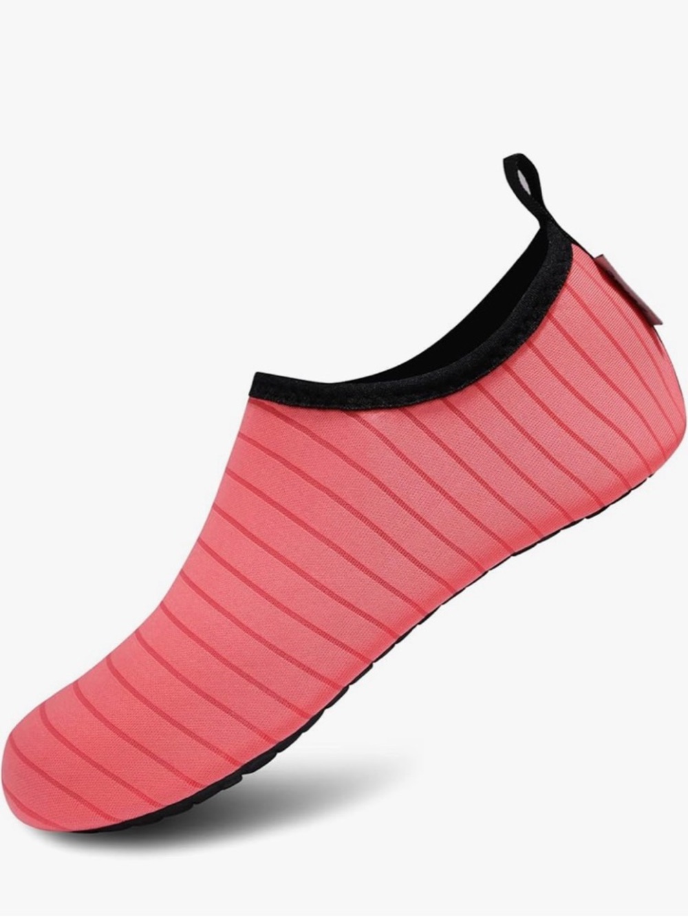 Coral Striped Water Shoes with Black Trim